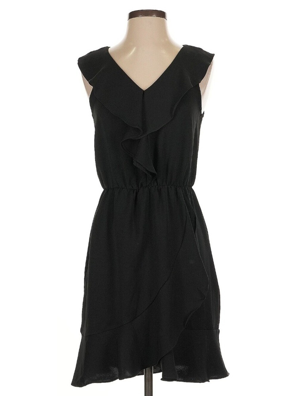 Everly Black Sleeveless Ruffle V-Neck Mini Dress